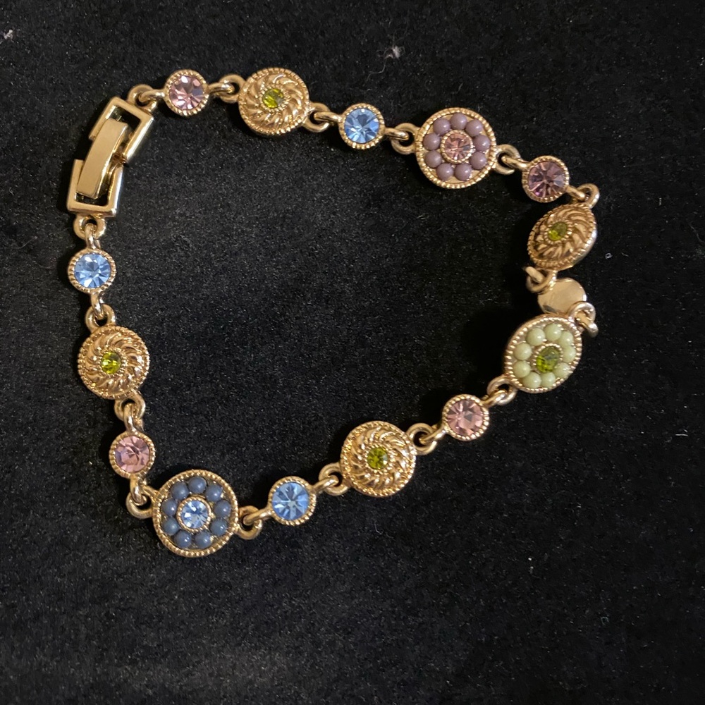 Gold and Multi Color Gems Bracelet